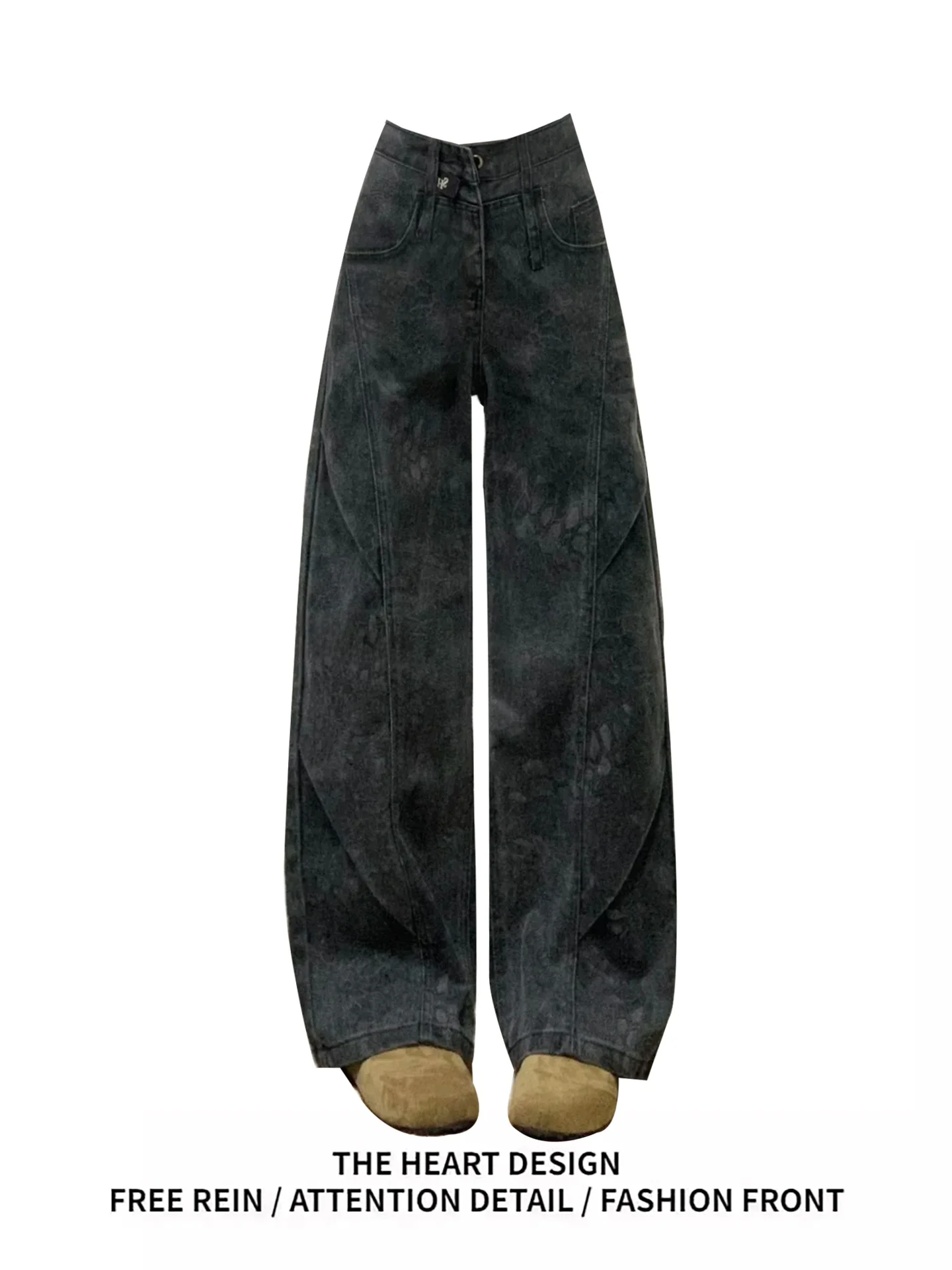 

Loose Wide Leg Denim Pants High Waist Bootcut Trousers for Women Casual Wear Fall Season Bla ey Workwear Sle Jeans