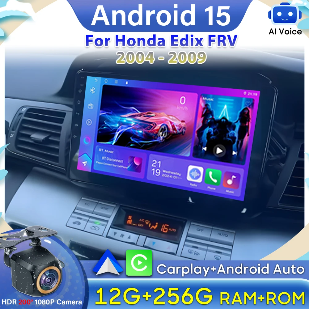 

Carplay Car Radio For Honda Edix FRV 2004 2005 2006 2007 2008 2009 Android 15 GPS Navigation Video DVD Car Monitor Stereo DSP 2k