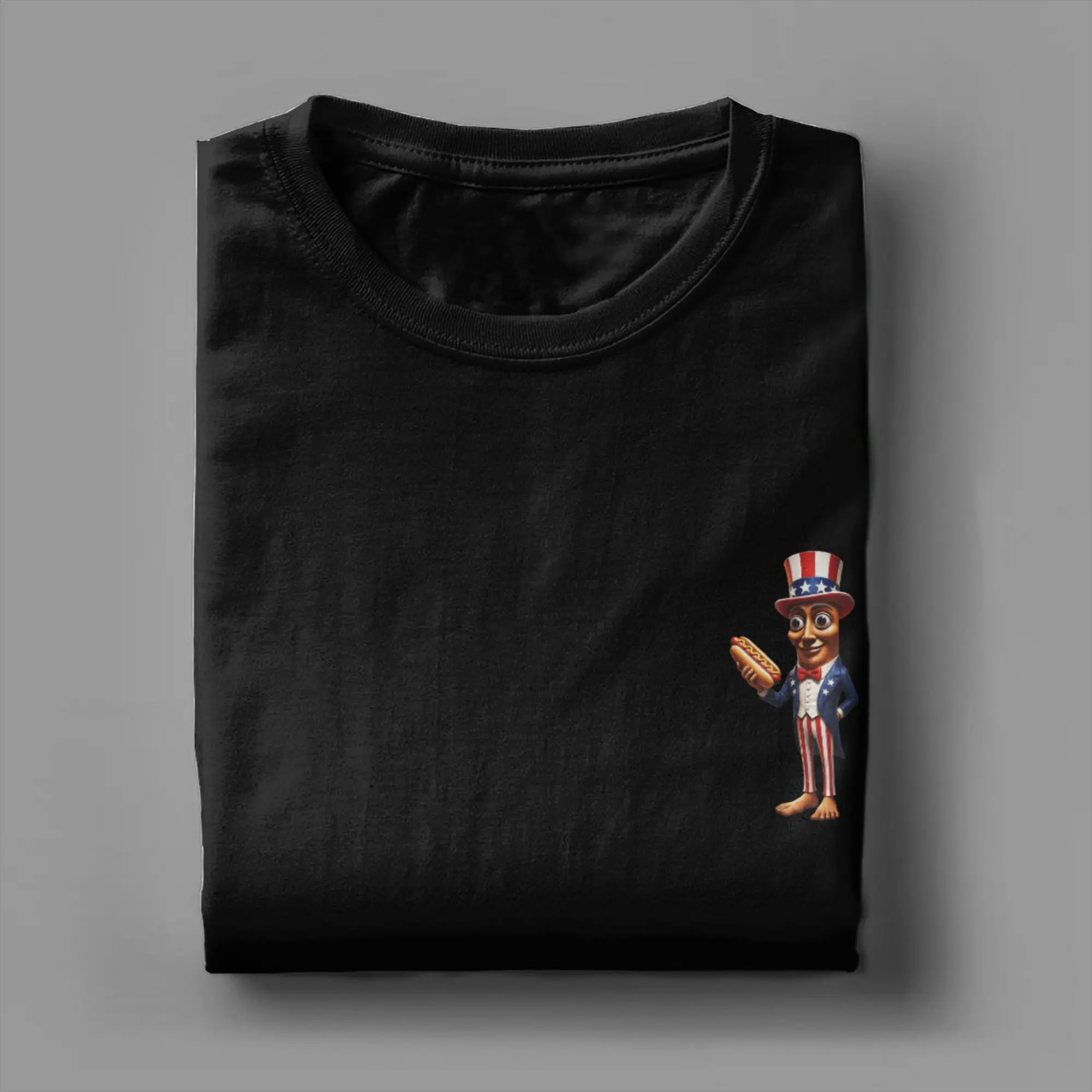 Men's T-Shirts Independence Day Tung Tung Tung Sahur Hot Dog Humor Cotton Tee Shirt Short Sleeve  T Shirts Crew Neck