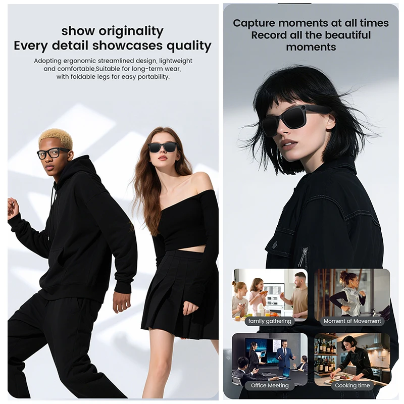 2025 lunettes intelligentes AI 800W Pixel AI caméra de prise de vue HD Photo vidéo appel vocal traduction étanche dispositifs de verre SmartGlasses