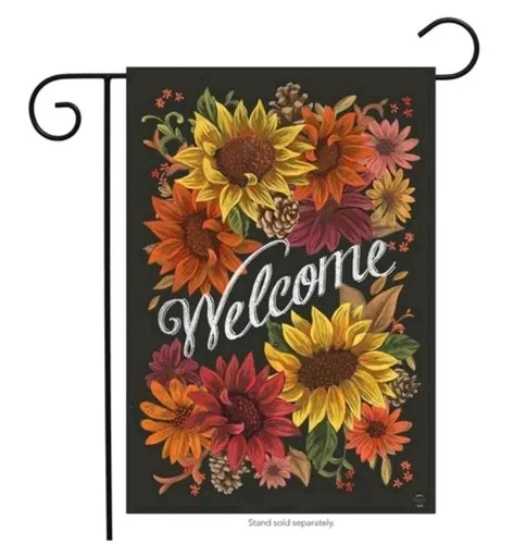 Briarwood Lane Sleeved Garden Flag 12.5x18 Fall Flowers Welcome Pine Cones New TTL LLG