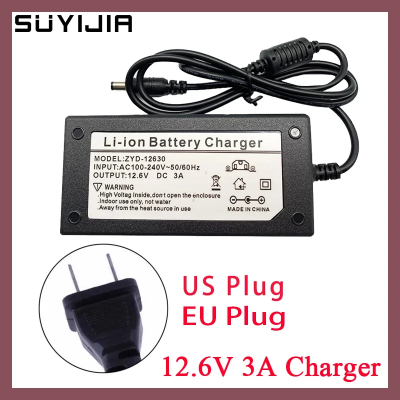 12.6V 3A Lithium Battery Charger for 3S 10.8V 11.1V 12V li-ion polymer batterry pack Fishing light Electric drill Power Adapter