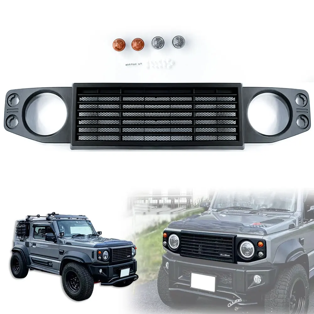 

For Suzuki Jimny JB64 JB74 2019-2023 Car Grill LITTLE D Racing Grills ABS Defender Style Mesh Front Grille Cover Car Accessories