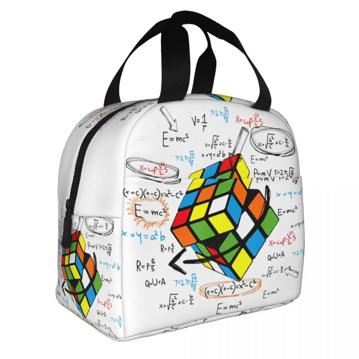 Custom Math Rubix Rubixs Cube Lunch Bag Warm Cooler Insulated Lunch Box for Women Student School Work Picnic Food Tote Bags