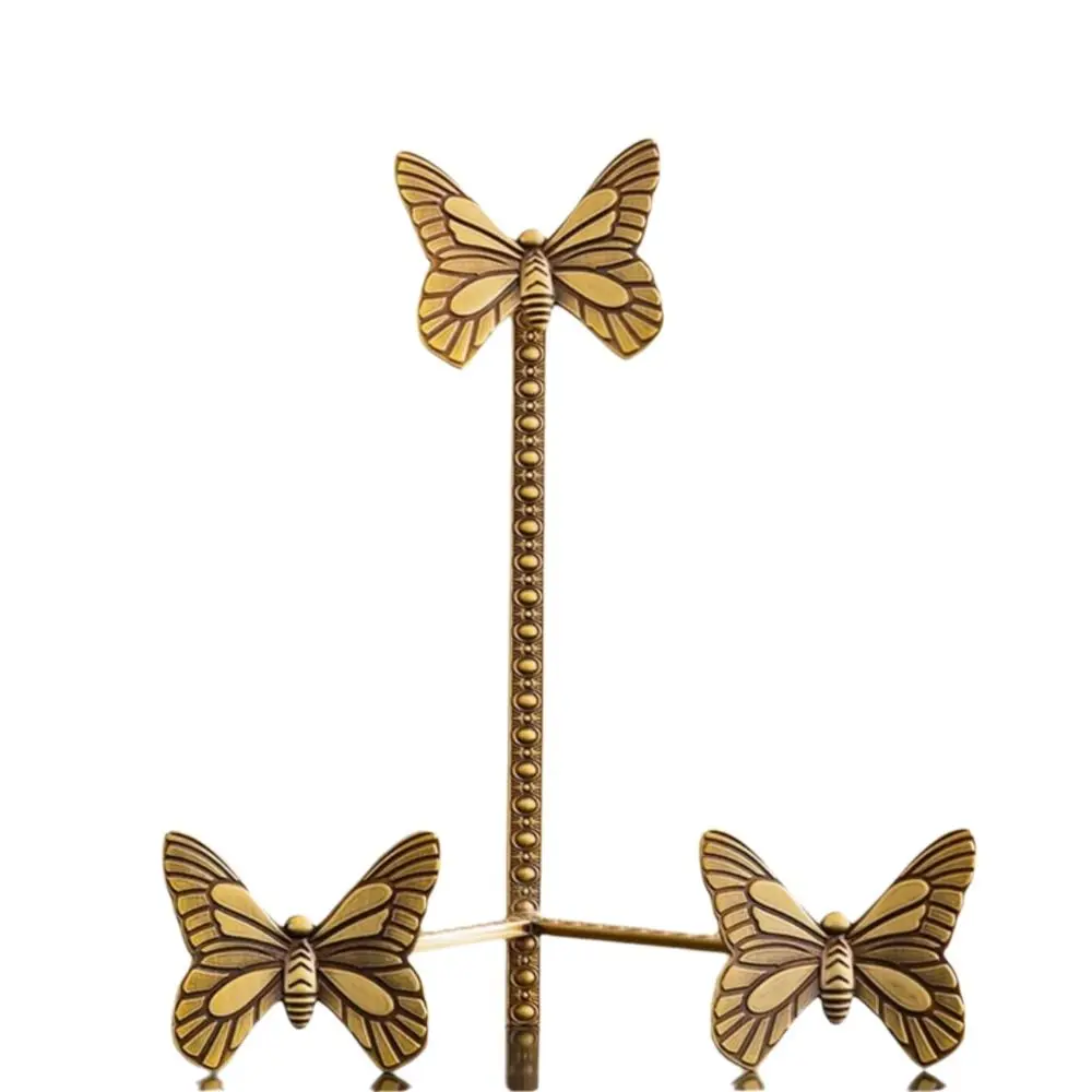 Vintage Design Butterfly Alloy Plate Stand Butterfly Motif Light Luxury Style Gold Decorative Easel Brass Dining Table
