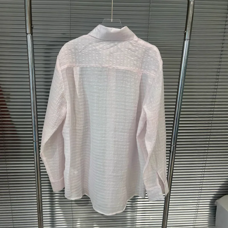 HKSH Summer New Women's Elegant Sweet Sheer Sunproof Long Sleeve Thin Shirt Trendy Layed Pleated Mini Skirt Two-piece Set HK7657