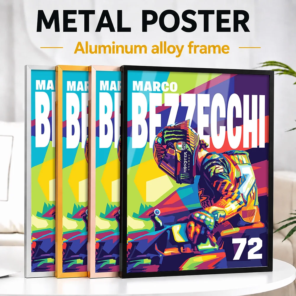 Marco Bezzecchi MotoGP Pop Color Framed Metal Poster Personalized Photo Bold Rider Style Wall Art For Garage Memorable Fan Gift