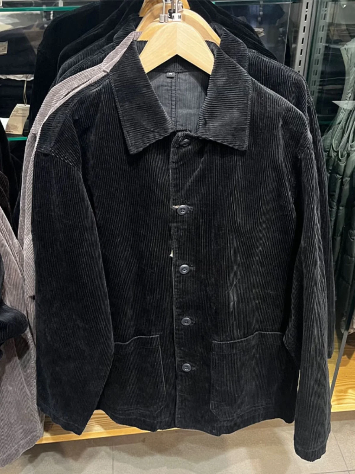 

Men's Corduroy Jaet Pure Cotton Casual irt Collar Waed Spring Autumn Jaet Loose Fit Stand Sle Breathable Outerwear