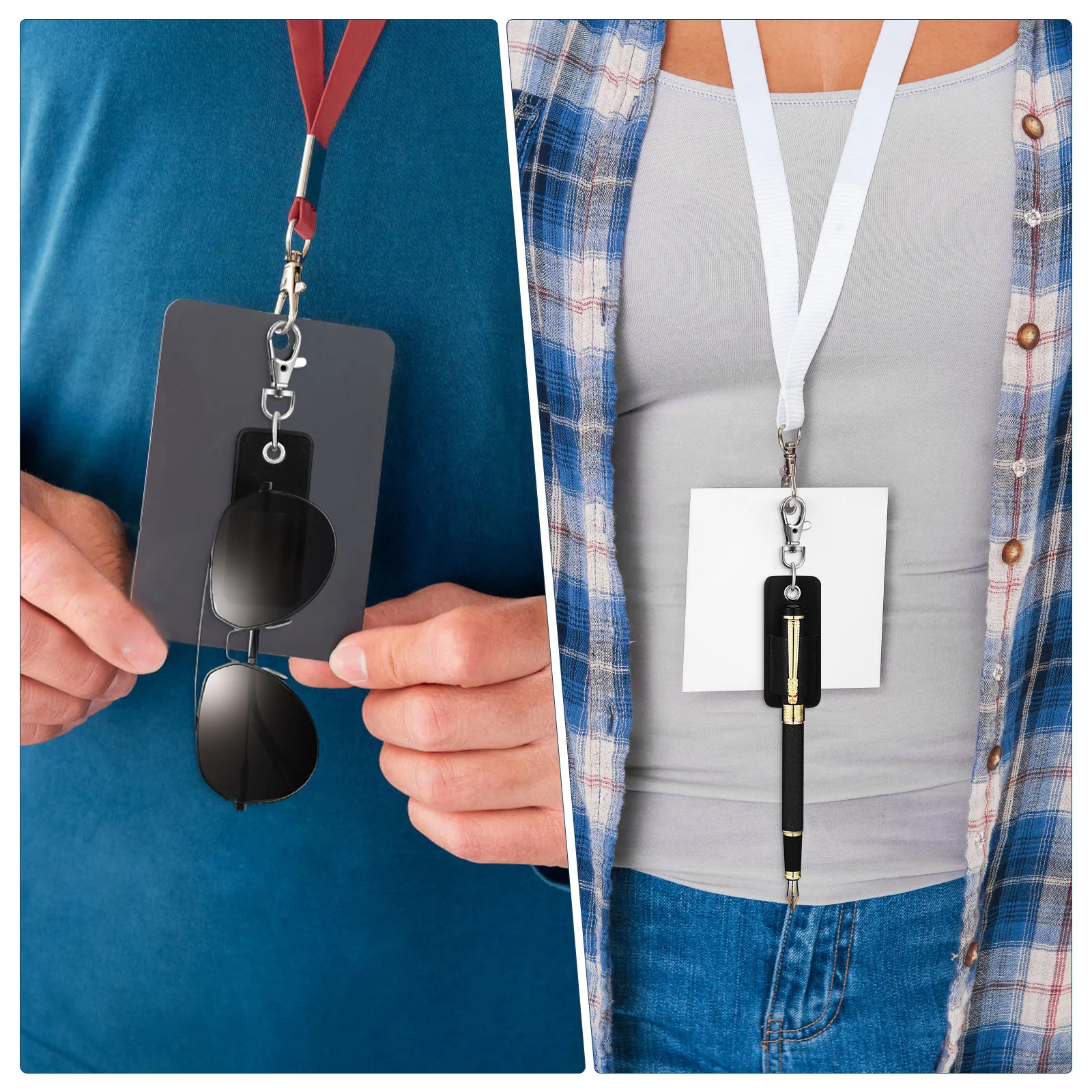 

4Pcs PU Pen Holders Pocket Protector for Lanyard Pen Pencil Organizer Sleeve Portable Office School Use