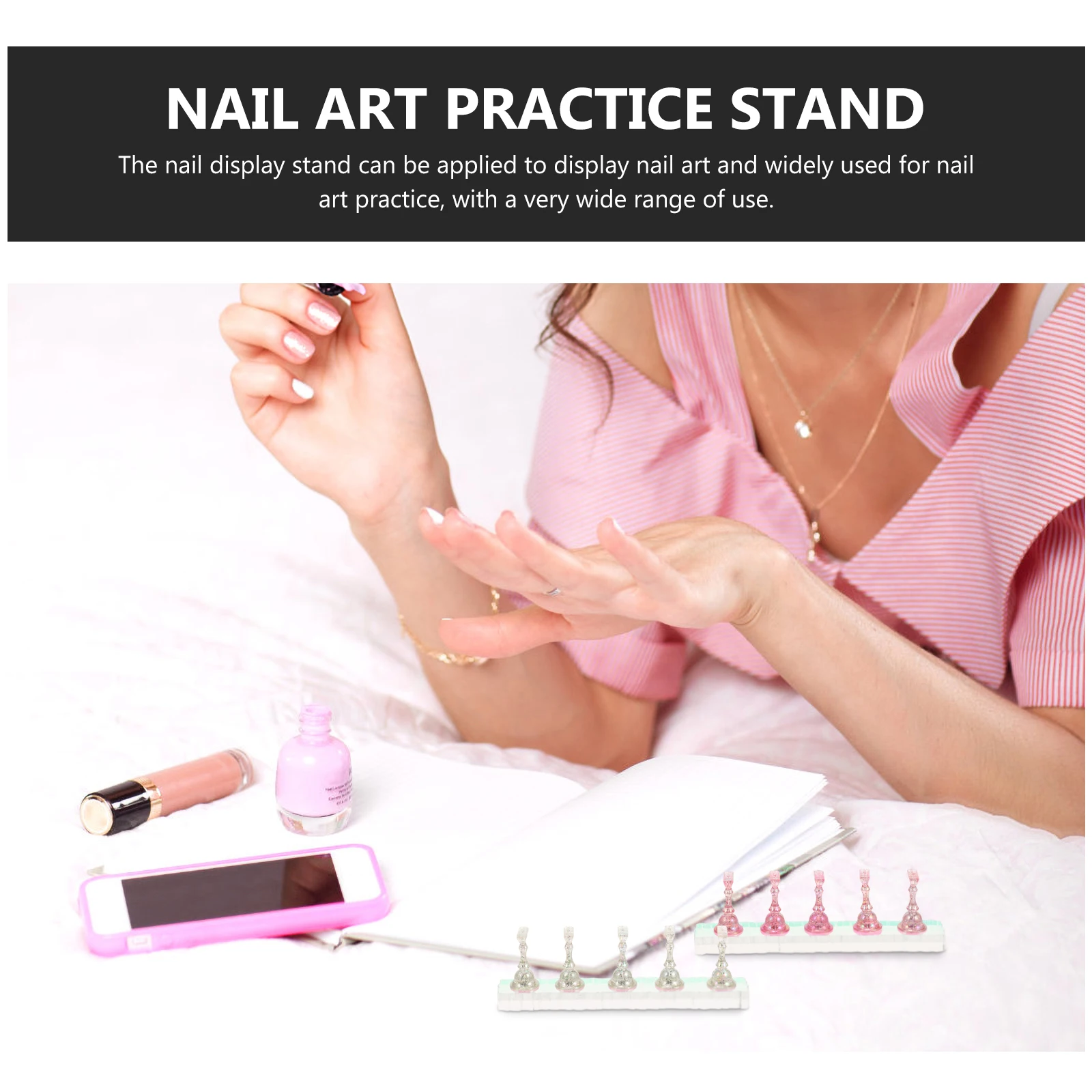

2Sets Nail Art Practice Stands Acrylic Nail Display Stand Fake Nails Holder Base False Nails Display Stand for Salon Artists