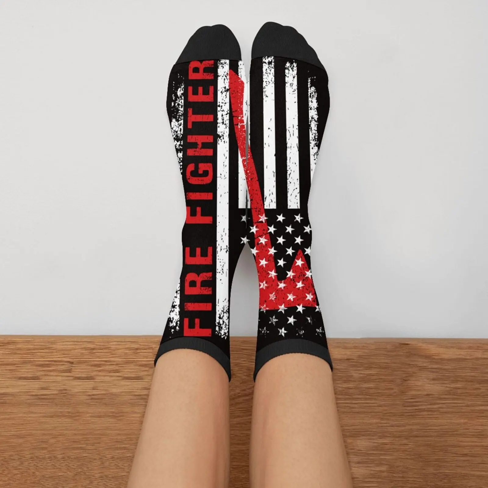 Fire Fighter Novelty Crew Socks Casual Crazy Funny Dress Socks For Women Men Teens Gift image 3