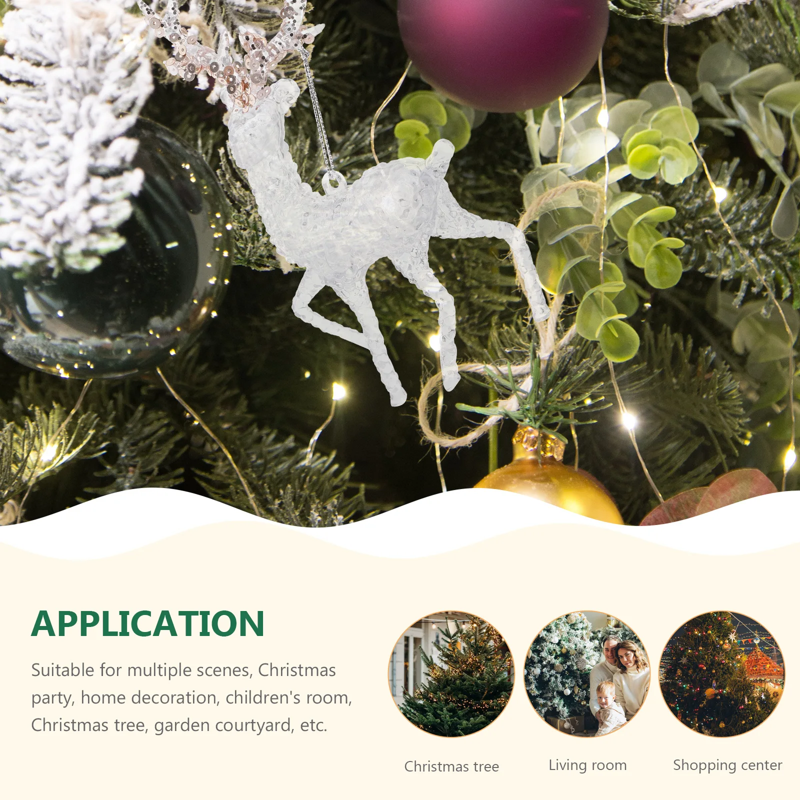 

2pcs Christmas Elk Hanging Decor Acrylic Pendant For Xmas Tree Party Decoration Holiday Ornament Home Room