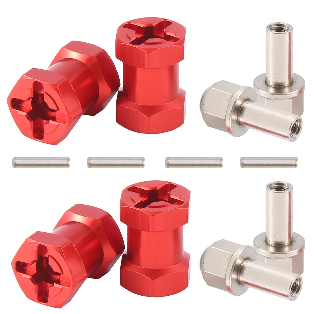 Sterk aanbevolen 12 mm zeskantwielnaafadapter 17 mm verlengstuk combinerkoppeling rood