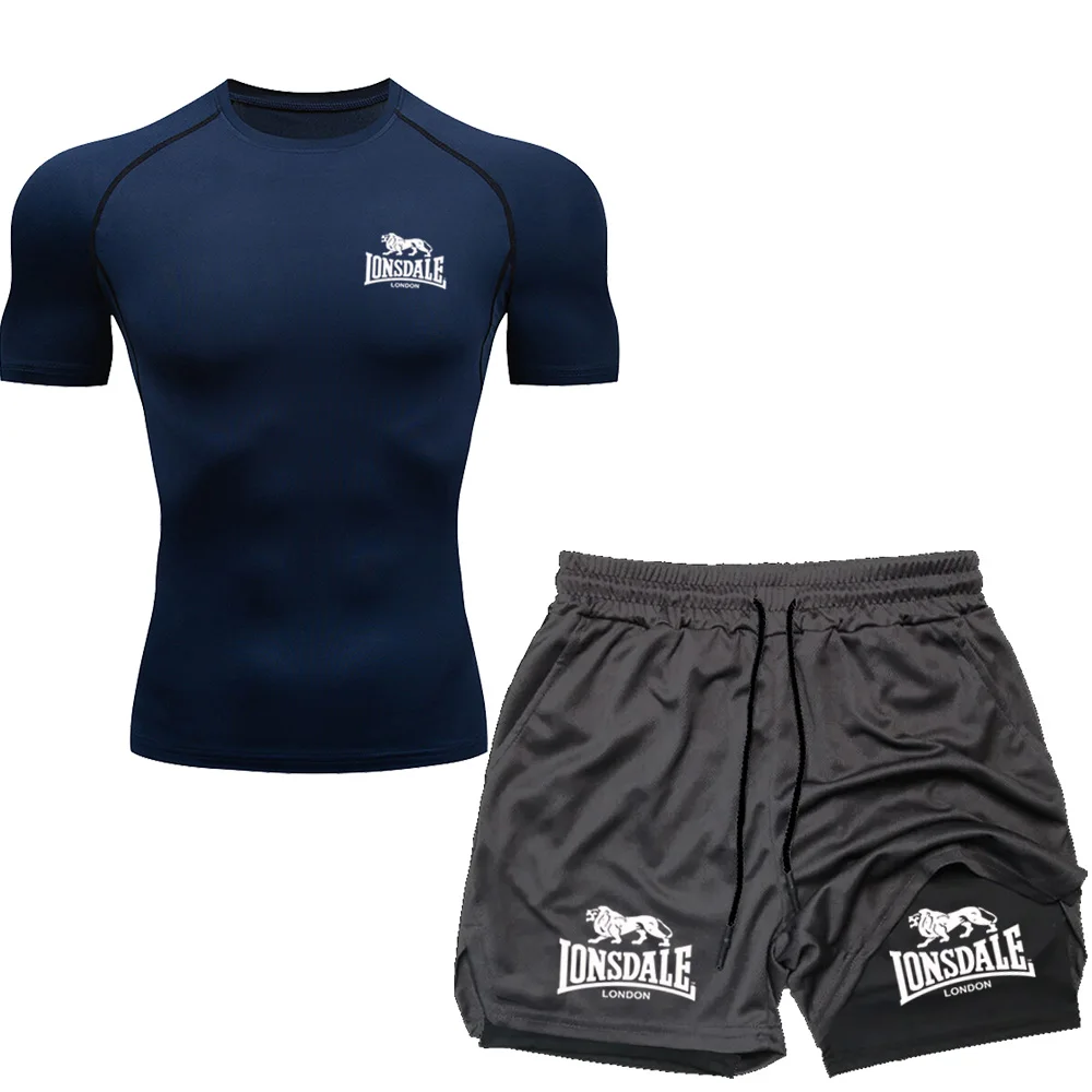 LONSDALE Men's Multi Pocket Shorts Beach Sports and Leisure Shorts Outdoor Training T-shirt