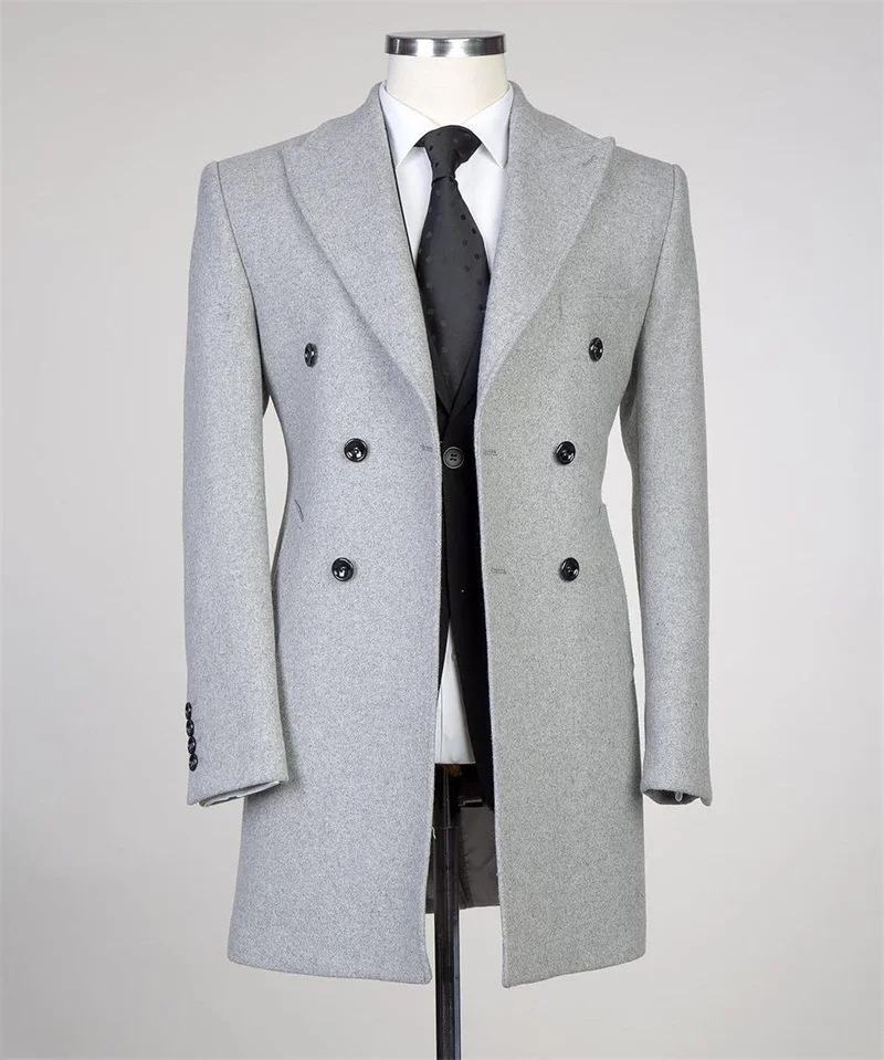 Abito da uomo cappotti lunghi giacca invernale lana inverno formale doppio petto ufficio Business Blazer cappotto Cashmere su misura