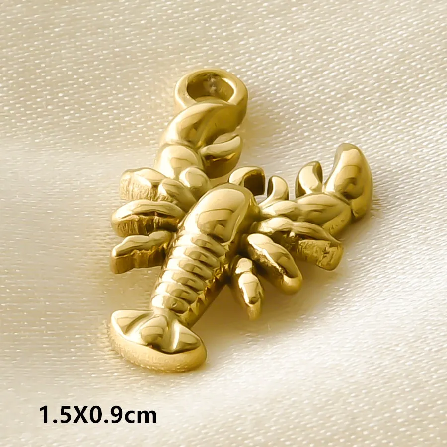 3/5 Stück/Set Meerestier-Anhänger in Goldfarbe mit Öltropfen-Effekt, Seestern, Muschel, Fisch, Edelstahl-Anhänger für Schmuckherstellung, DIY-Armbänder – Detail 30