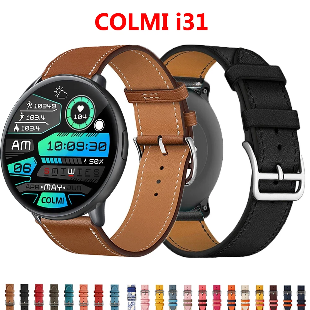 

20mm Leather Band for COLMI i31 C61 C60 C80 Smart Wristband Quick Releas Strap for COLMI C80 Correa Bracelet Watches Accessories