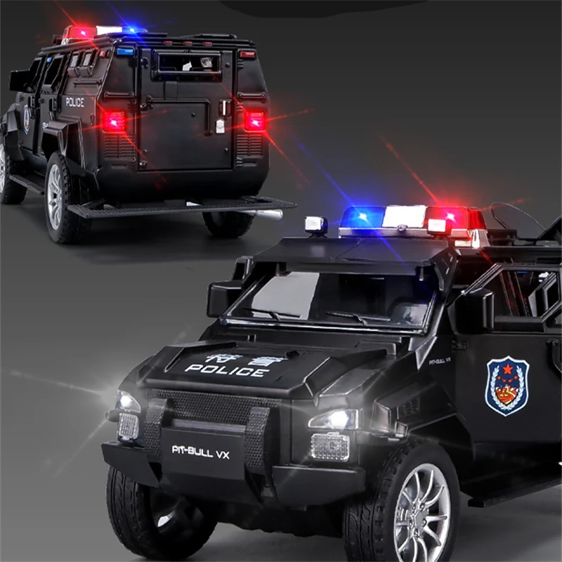 1:24 Alloy Refit American Armored Car Model Diecast Metal Toy Police Anti-Terrorist Explosion Proof Car Vehicles Model Kids Gift