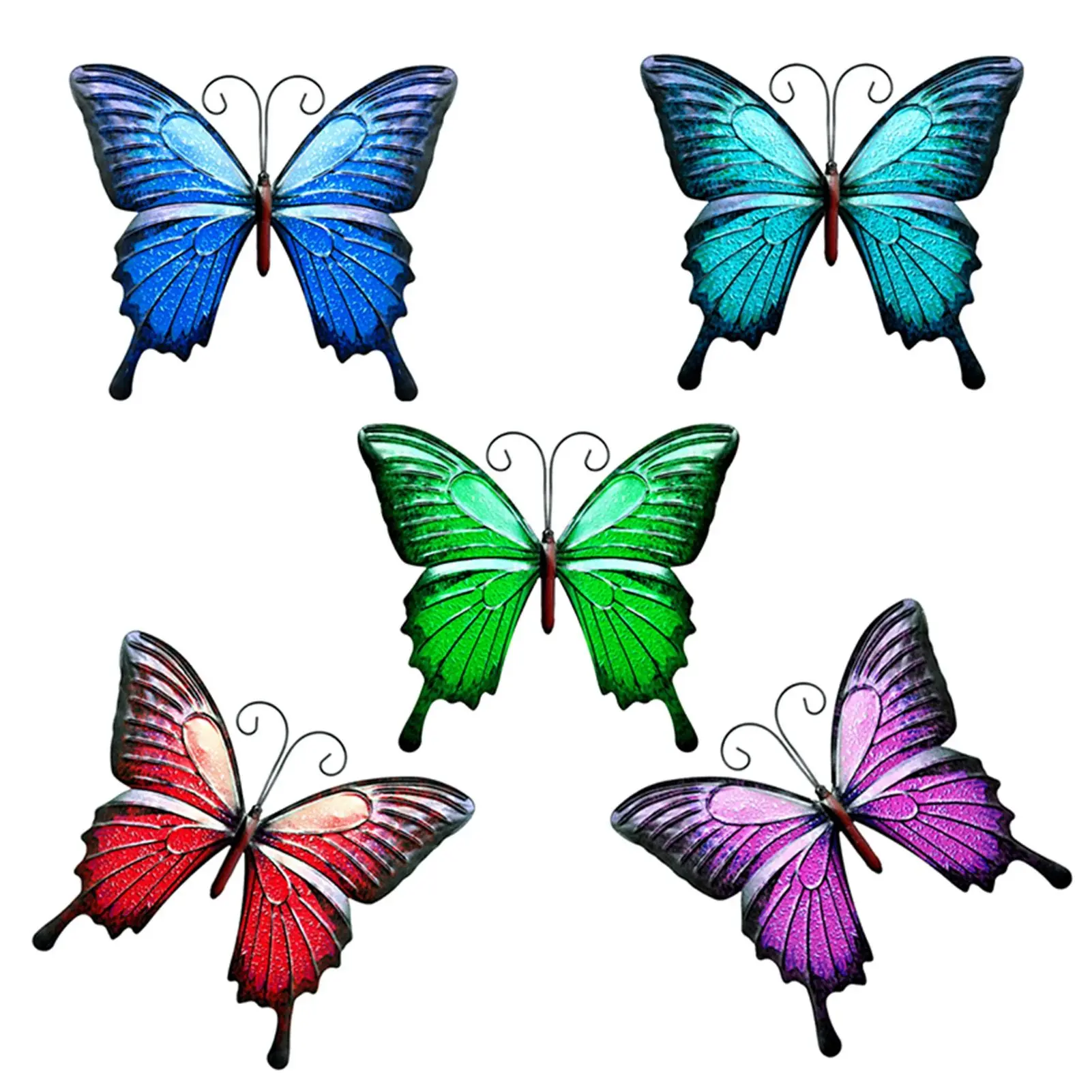 5Pcs 3D Metal Butterfly Wall Art Decor Beautiful Vintage Sculptures Ornament for Home Patio Garden