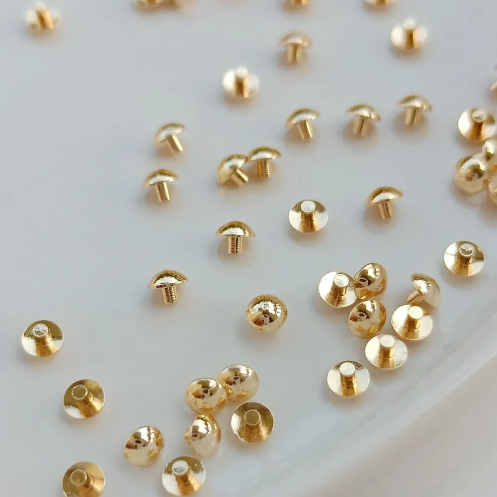 14k Gold-plated Accessories Nails 3mm Round T-shaped Nails Empty Support Natural Pearl Hole-sealing Nails Hole-blocking Jewelry