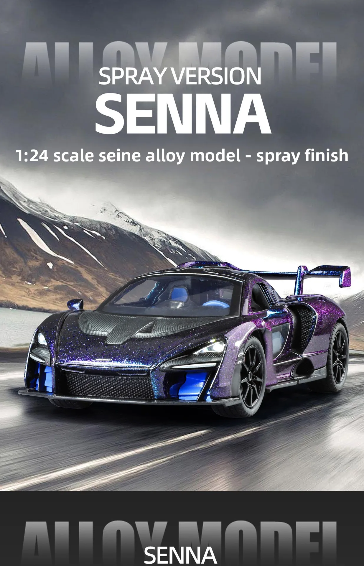 1:24 Seine Alloy Car Model Simulation Sports Car Die-casting Alloy Ornaments Collection Toy Car Boy Birthday Gift