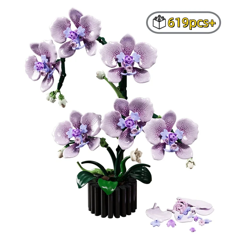 

Набор для сборки букета орхидей (619 деталей) - конструктор «Фаленопсис», подарок на День святого Валентина, декор для дома, игрушка для девочек и взрослых