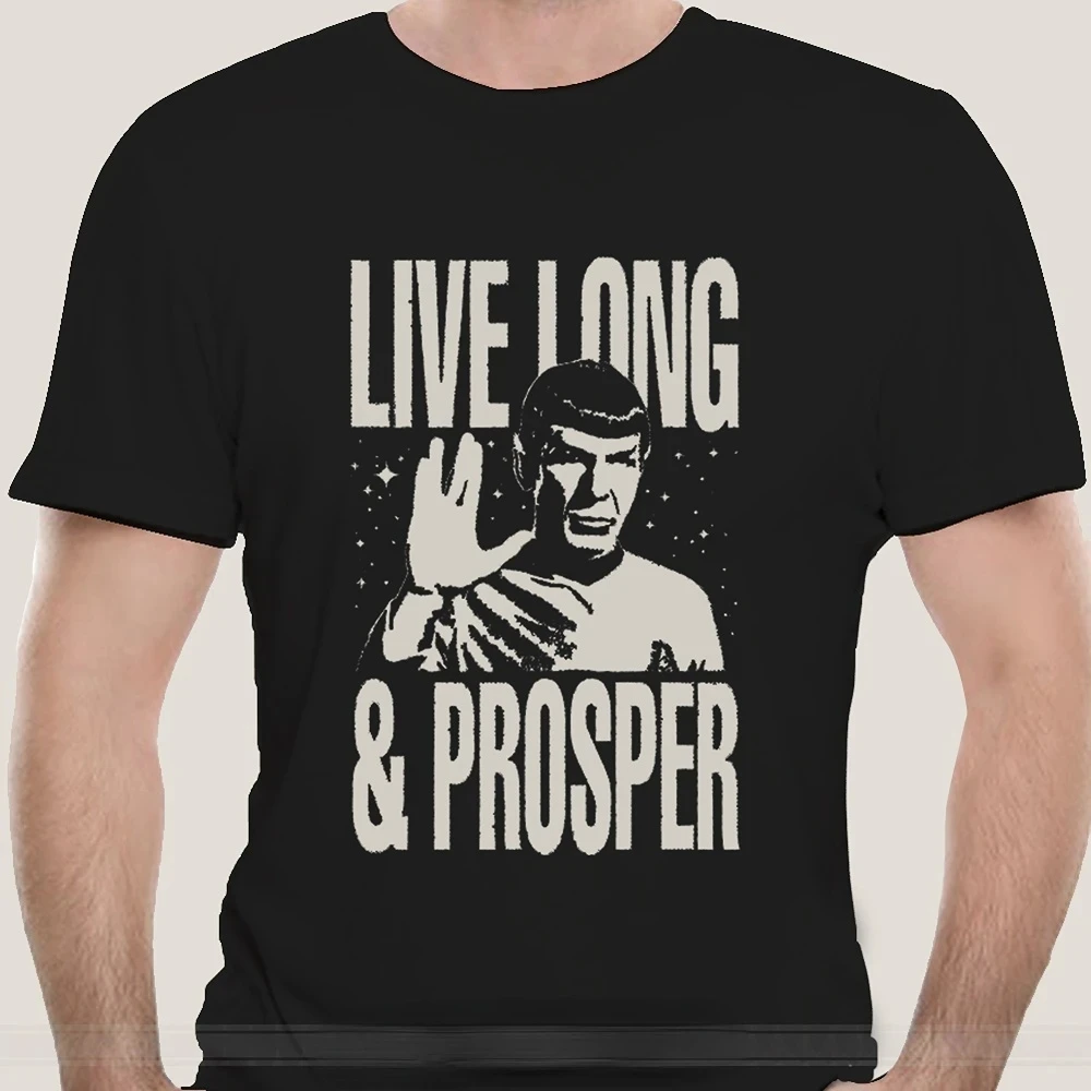 Fashion Men Clothing Star Treks Spock Live Long and Prosper Licensed Adult T Shirt Women Retro Printed T-shirt Male Camisetas