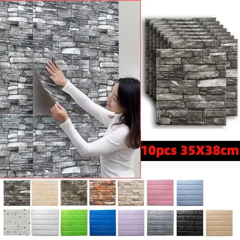 Self Adhesive Decorative Wall Stickers Peel and Stick Brick Waterproof Wallpaper for living Room Bathroom Bedroom Interior Decor