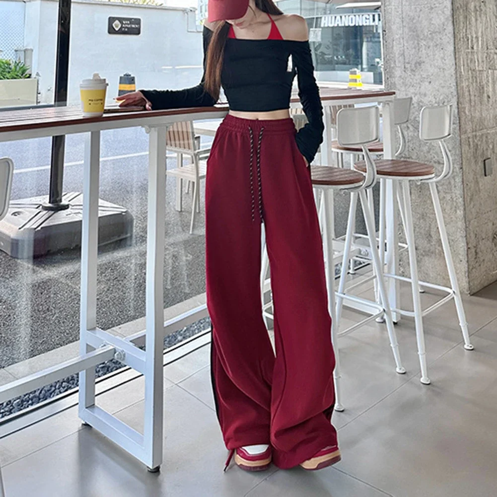 Casual Pants Wide-leg Trousers Casual Wear Daily Fashion Polyester Fabric Elasticity Microelasticity Loose Fit