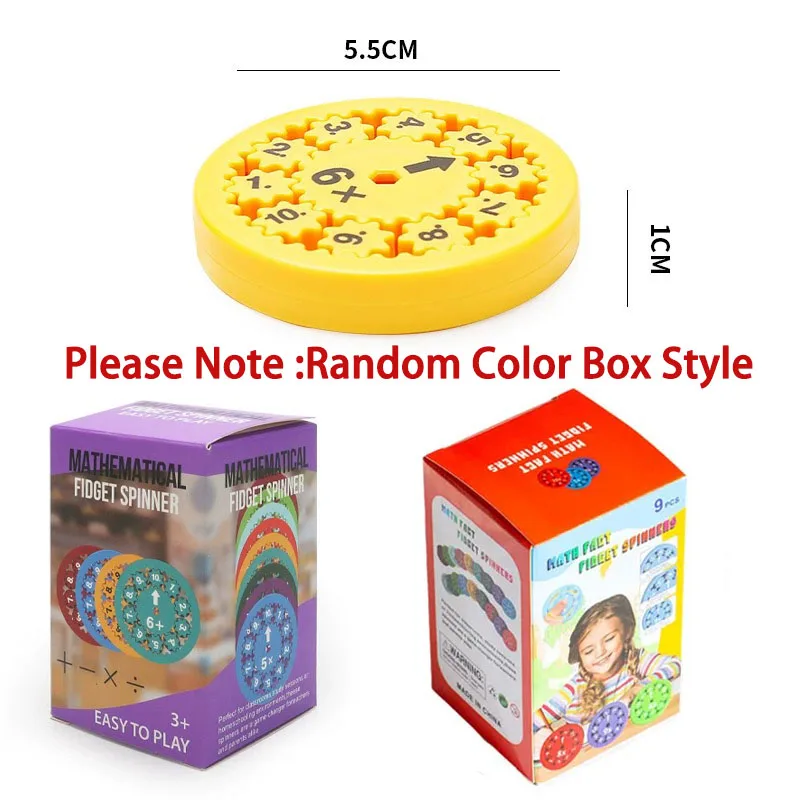 1/9Pcs Math Fidget Spinners Desktop Math Game Addition Subtraction Multiplication Division Math Games Party Favors for Kids Gift