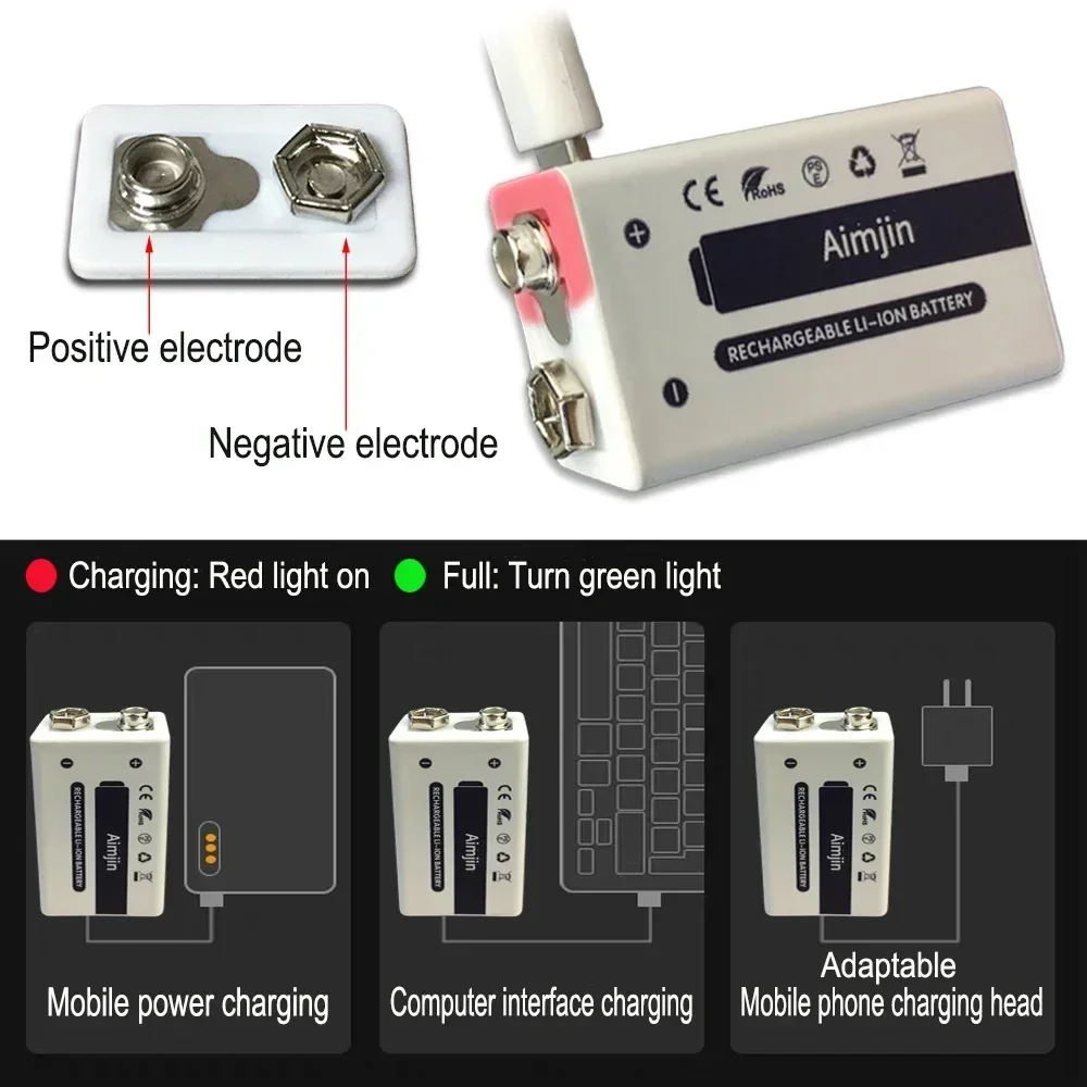 リチウムイオン充電式マイクロUSBバッテリー,9V, 1800mAh,マルチメーター用リチウム,マイク,おもちゃ,リモコン,特別オファー