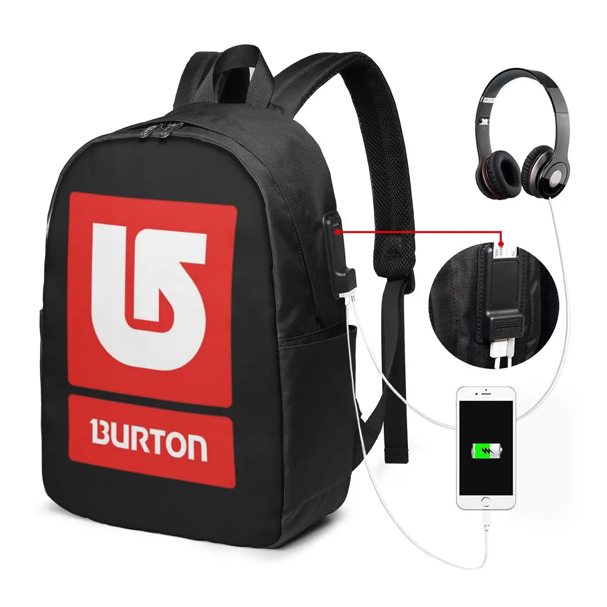 

Burton Snowboard Sportive Backpack Travel Notebook Bag Computer College Student School Bag Laptop Shoulder Bags for Men Women