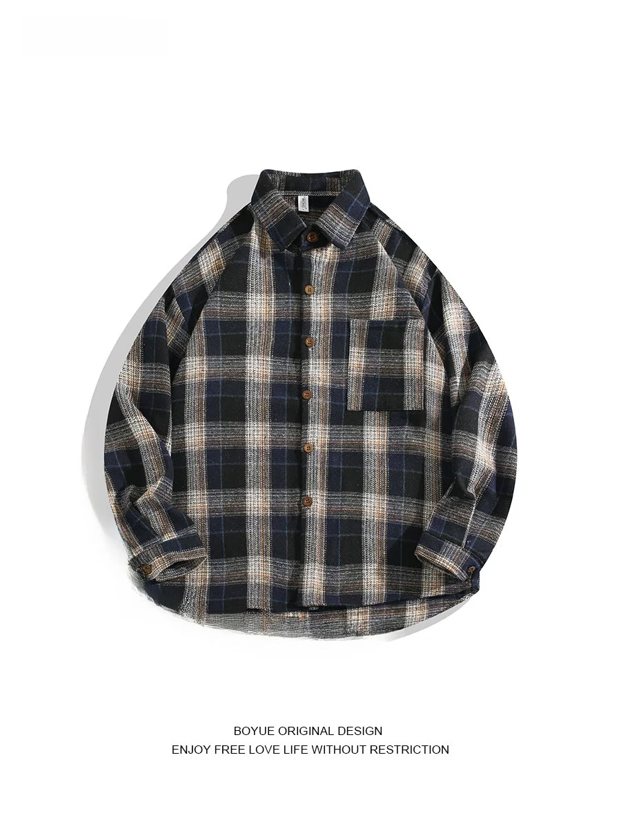 

Шерстяная рубашка в клетку Boyue с длинными рукавами, молодежный стиль для подростков, мальчиков и девочек, одинаковая осенне-зимняя модная повседневная одежда