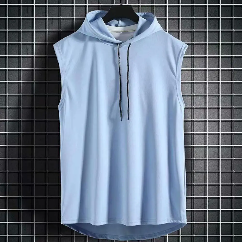 Men Shirt Pure Color All Match Sweat Absorption Summer Vest Young Style Loose Male T-shirt For Playing Basketball