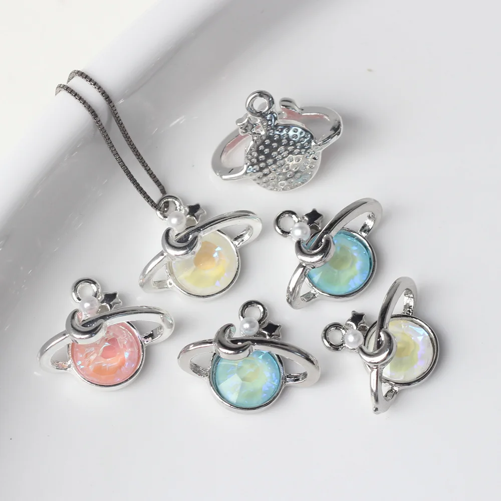 100pcs Handmade Starry Sky Pendant Charms Star Silvery Color Pendants Necklace Earrings Connectors Diy Jewelry Making Findings