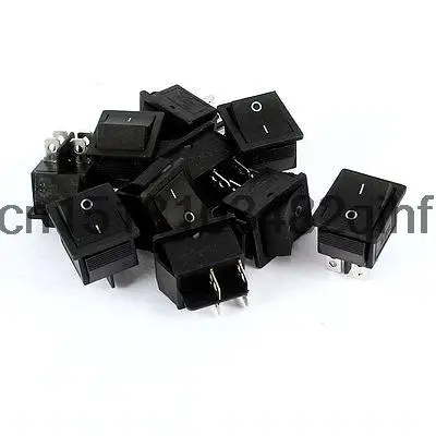 AC 250V 15A 125V 20A 4 Termials DPST ON/OFF 2-Position Rocker Switch Black 10Pcs