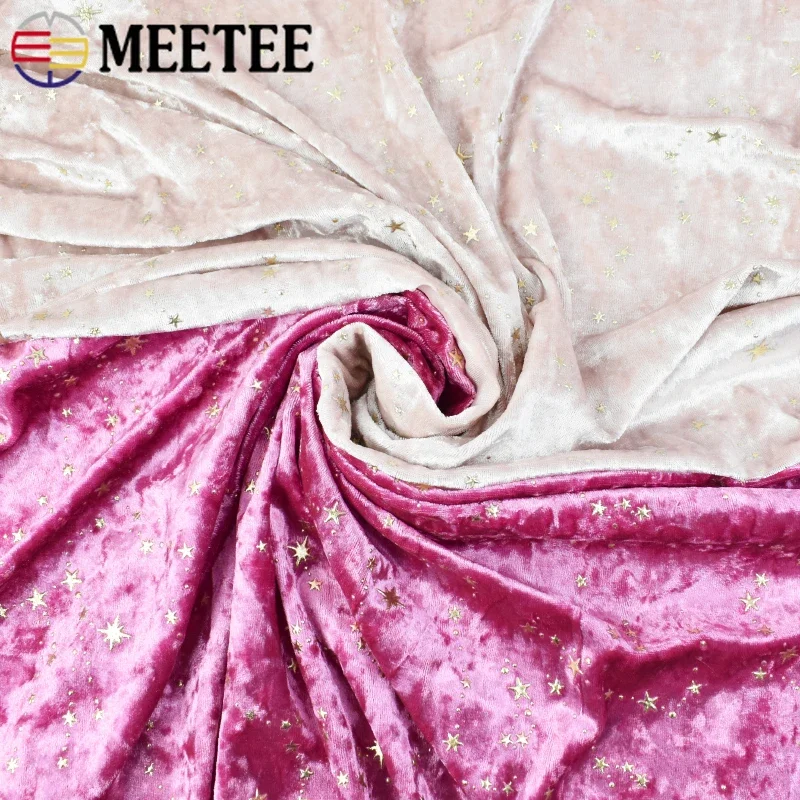 Meetee 45*145cmm 90X145cm Polyester Spandex Clothes Fabric for Garment Dress Fabrics DIY Elastic Velvet Cloth Sewing Accessory