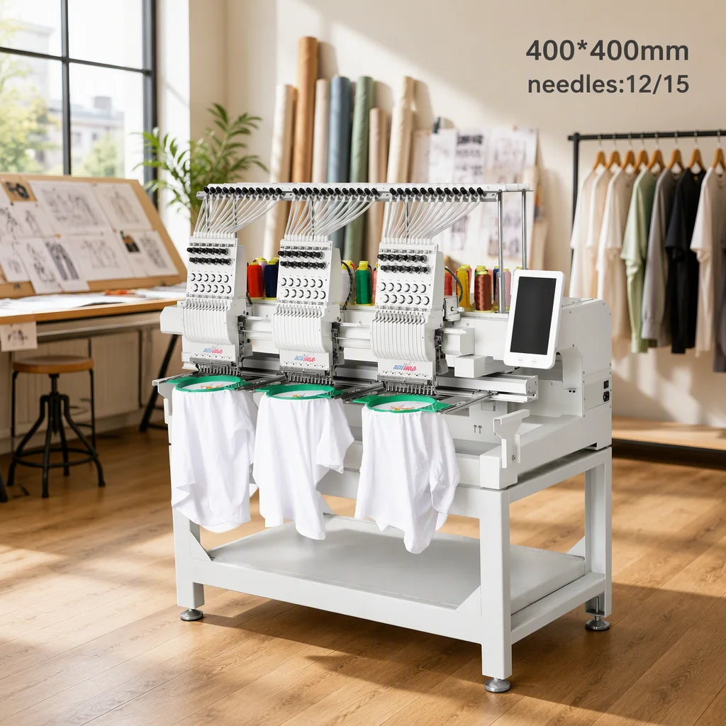 3 Head Computerized Embroidery Machine For T Shirt Cap And Garment Production