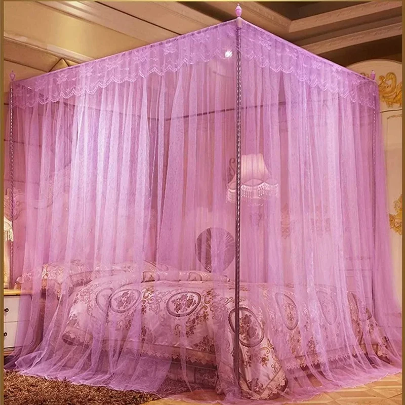 Four Corner Mosquito Net Elegant Canopy Mosquito Netting For Double Bed Mosquito Repellent Tent Insect Reject Canopy Bed Curtain