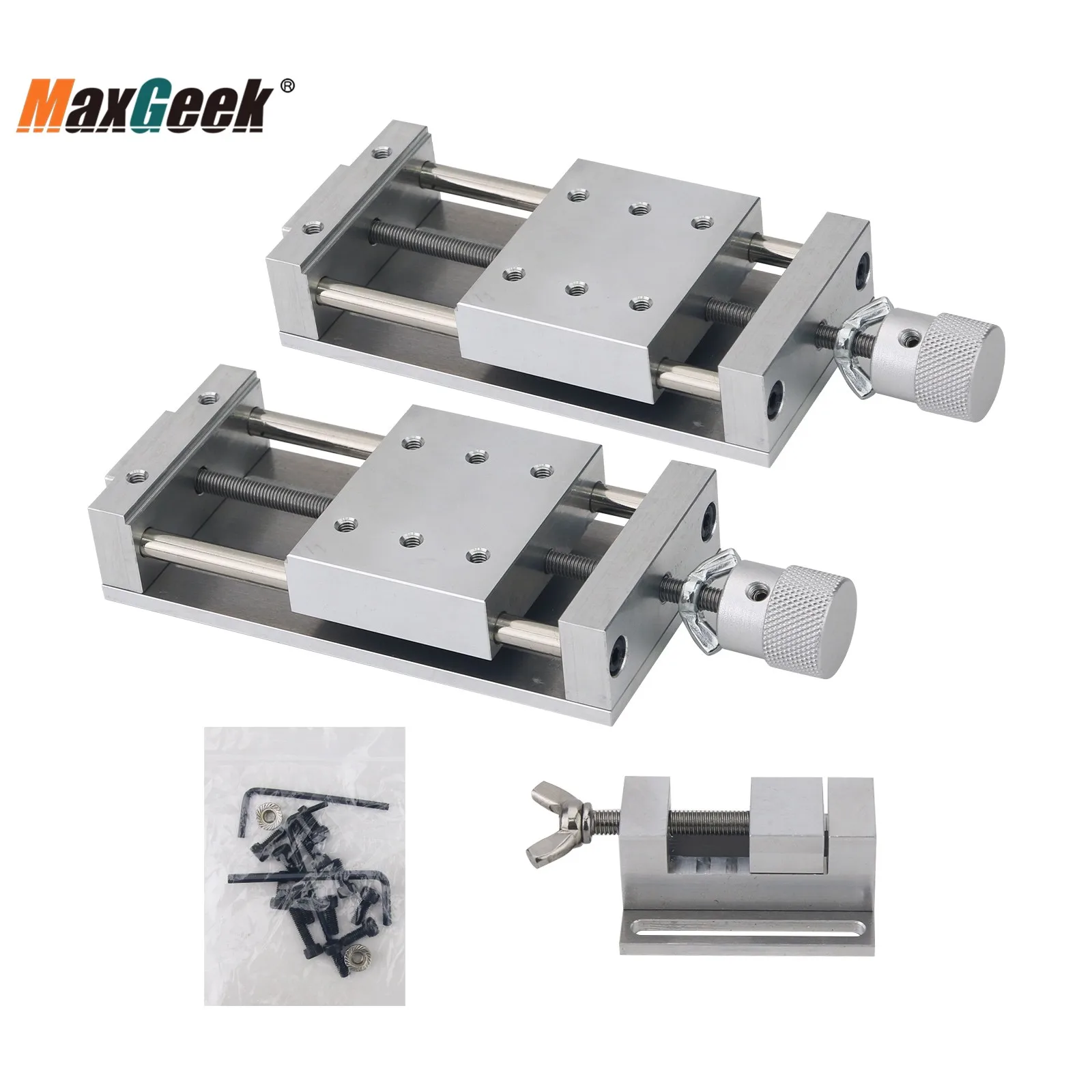 Maxgeek Precision Cross Mini Manueller Schiebetisch Linearschiene X/Y-Achsenplattform + B-Klemme für die CNC-Verarbeitung digitaler Steuerung