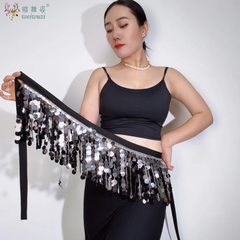 

Костюмы для танца живота для взрослых и детей, аксессуары для практики восточных танцев, пояс, джазовый уличный танец, шарф с кисточками и блестками