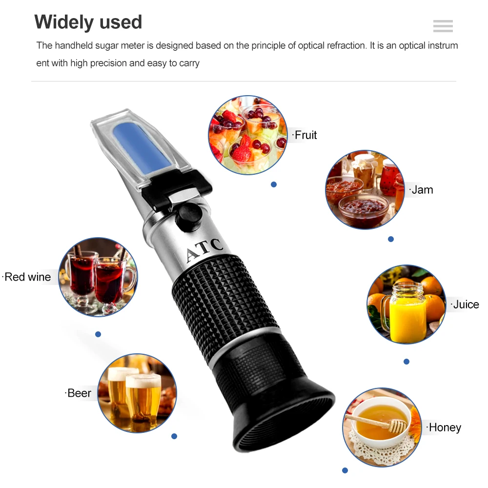 Handheld Alcohol Sugar Refractometer Wine Concentration Meter Densitometer 0-25% Alcohol Beer 0-40% Brix Grapes Refractometer