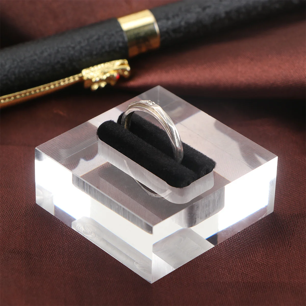 2 قطعة عرض موقف حلقة الاكريليك مربع مجوهرات المنظم سميكة تخزين الرف للمنزل الحمام غرفة نوم سطح المكتب ديكور المجوهرات