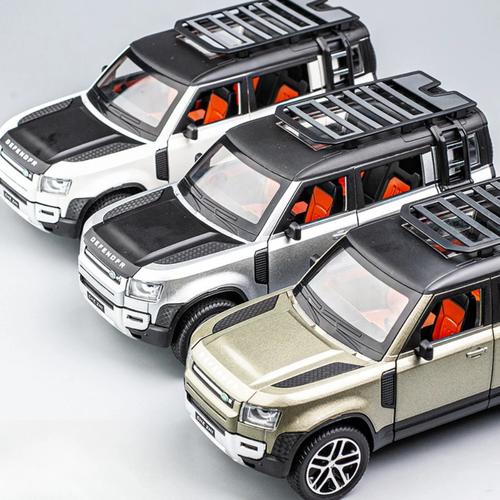 1:24 스케일 랜드로버 디펜더 LX600 스포츠카 모델 장난감 사운드 라이트 풀백 메탈 모델 장난감 크리스마스 선물 어린이용