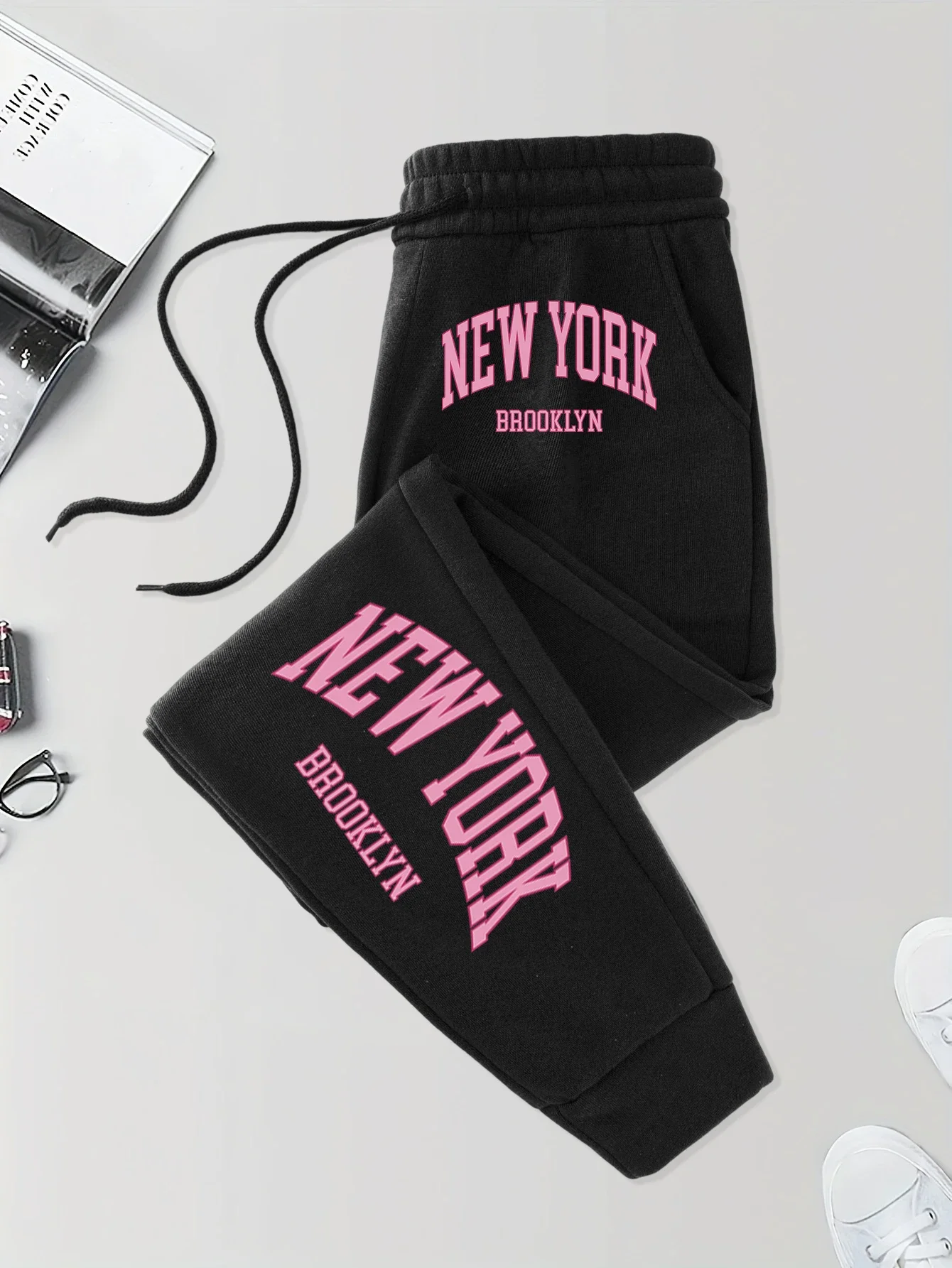 

Pink Letter New York Brooklyn Printing Long Pants Man'S Fleece 10 Colors Trousers Drawstring Warm Pant Sports Joggers Sweatpants