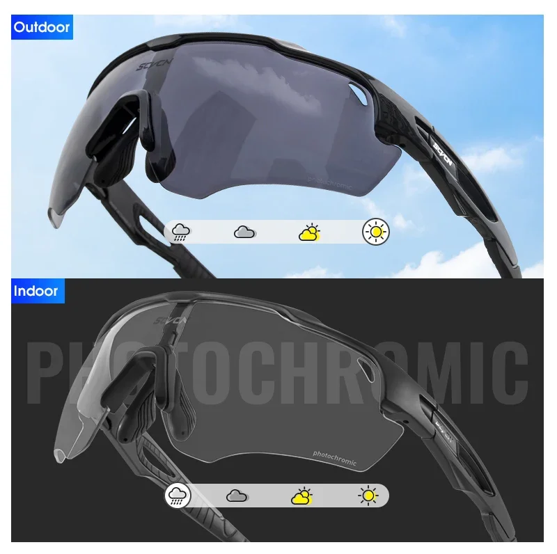 SCVCN Photochrome Sonnenbrille Radsportbrille MTB Fahrradbrille Herren Sportbrille Laufbrille UV400 Schutzbrille – Detail 6