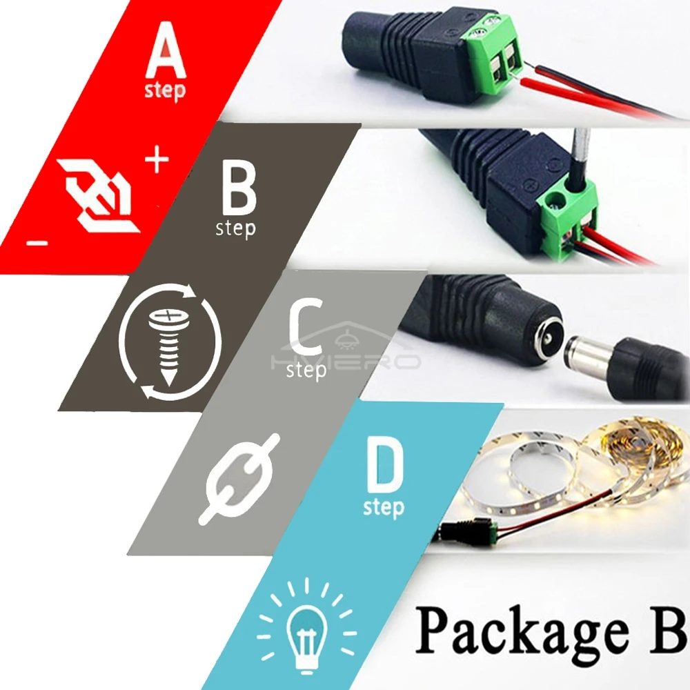 2/4PCS LED Lamp Strip Connector Male Female 12V Free Soldering For 5050 3528 2835 3014 Led Home Bar Ceiling Wall Light Monitor