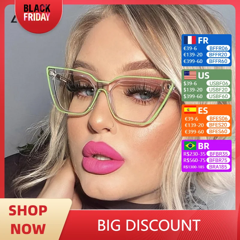 TR90 Anti-blue Light Women Sexy Cat Eye Eyeglasses Frame Retro Fashion Ladies Optical Glasses 2022 Trend Double Color Frame