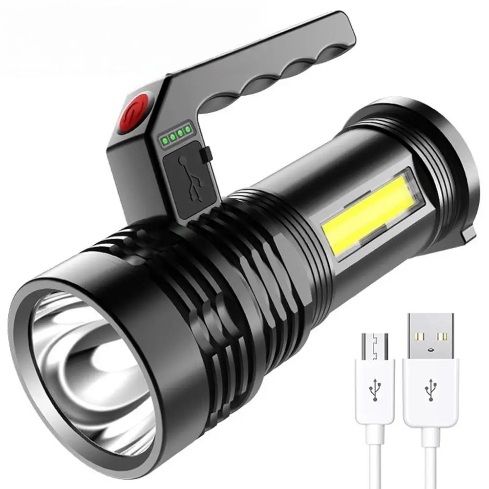 USB Charging Searchlight Rechargeable Ultra Bright Camping Flashlights ABS Portable Powerful Lantern Torches For Hiking