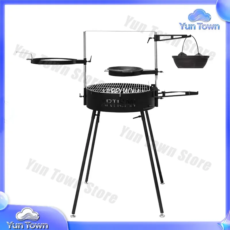 Outdoor Artisan Barbecue Grill for Turkey Chicken Steak Vegetables Charcoal Grill for Camping Hiking Tailgating Picnic